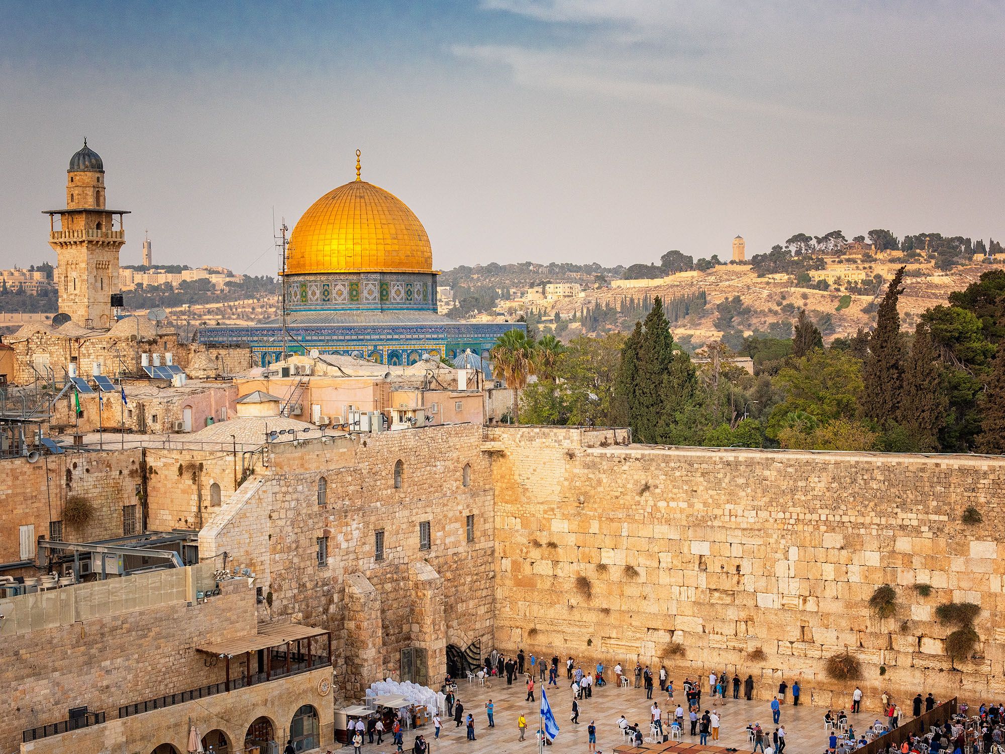 Le Mur occidental et la mosquée dorée du Dôme du Rocher - Jérusalem
