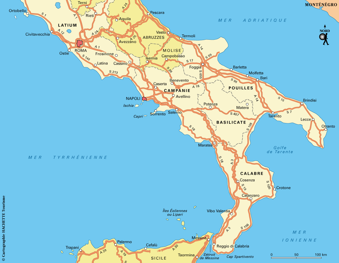 Carte Italie du Sud