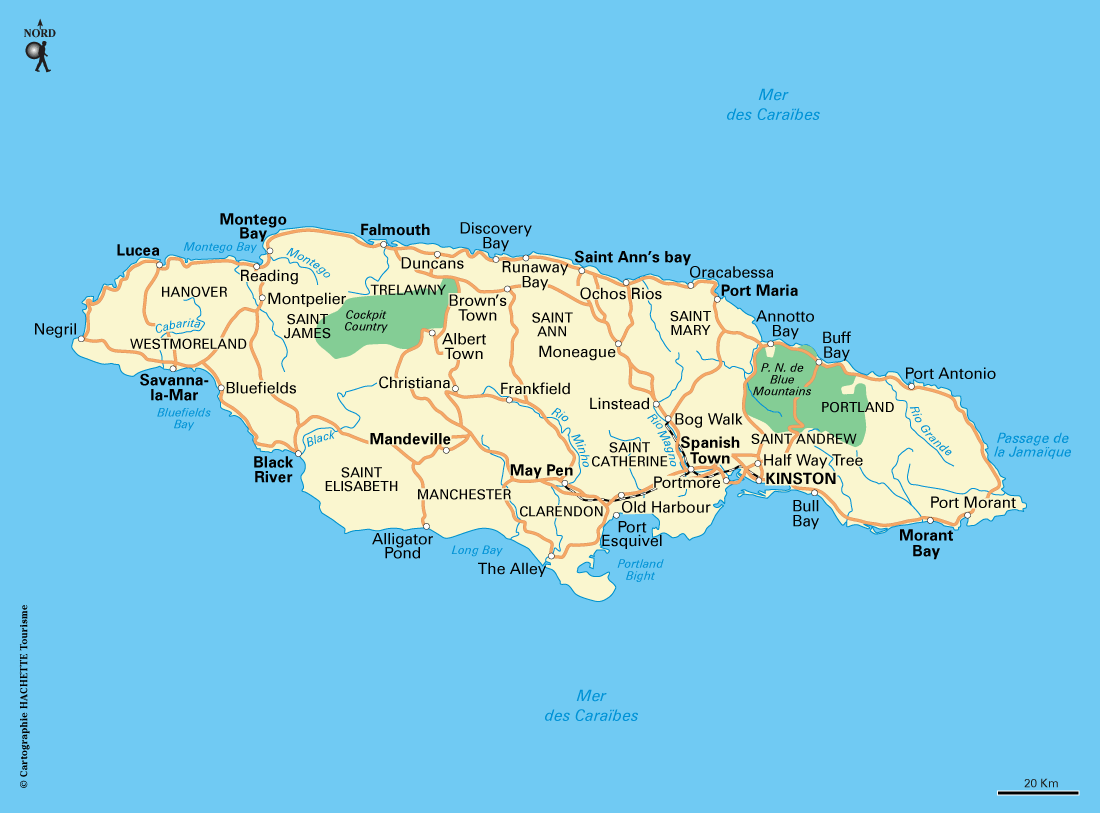 Carte zoom Jamaïque