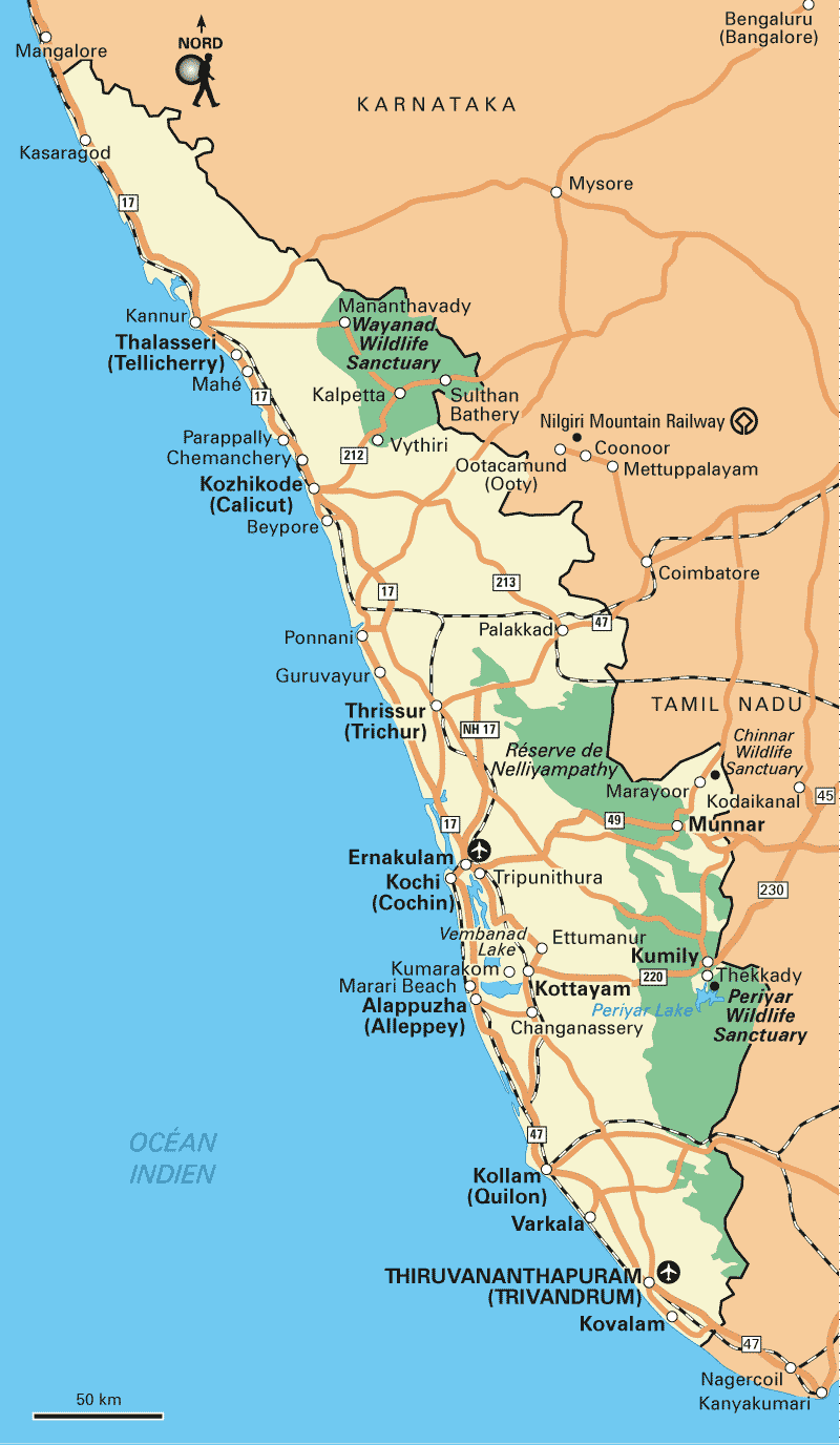 Carte Zoom Kerala