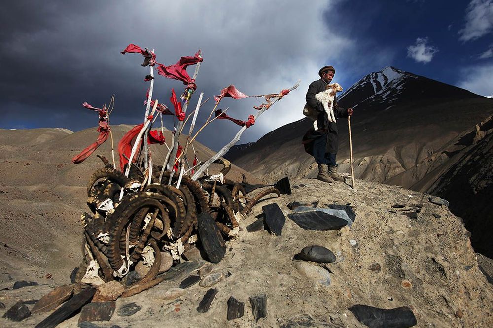 Cornes d’ibex et tissus à Langar Afghanistan