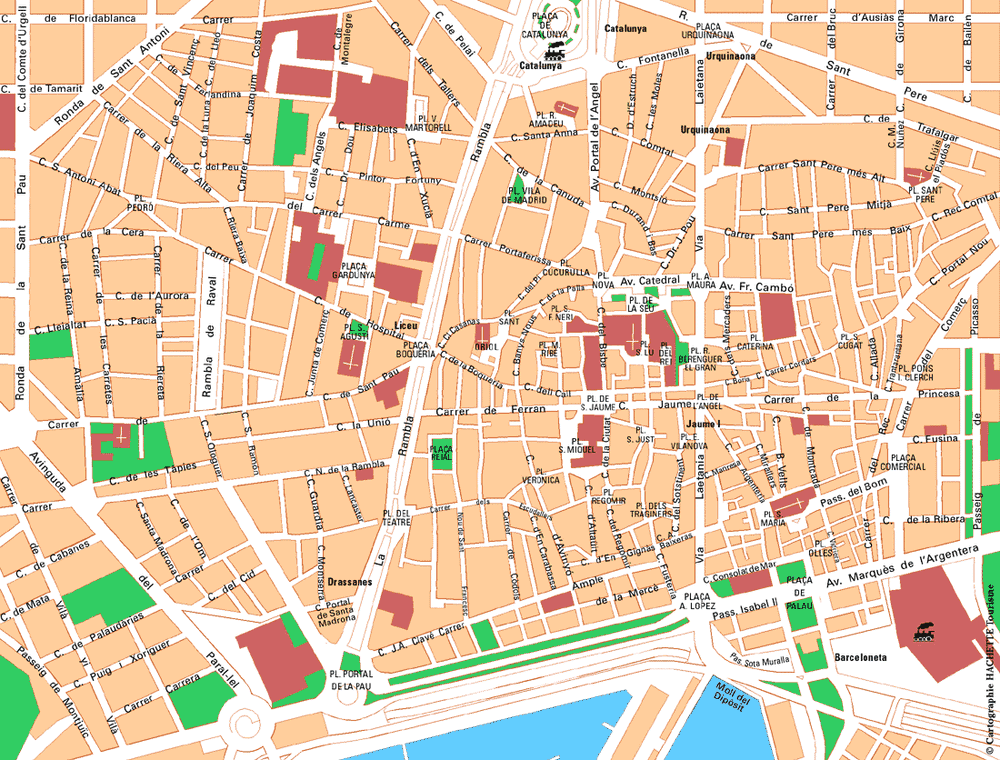 Carte Barcelone : Le centre - Plan Barcelone : Le centre