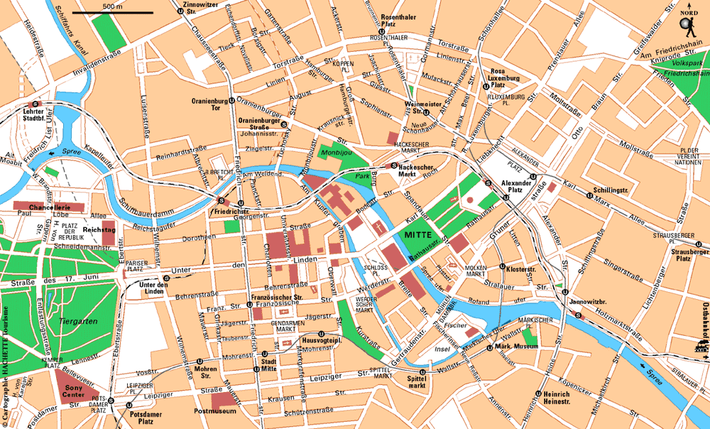 Plan détaillé du quartier de Mitte à Berlin