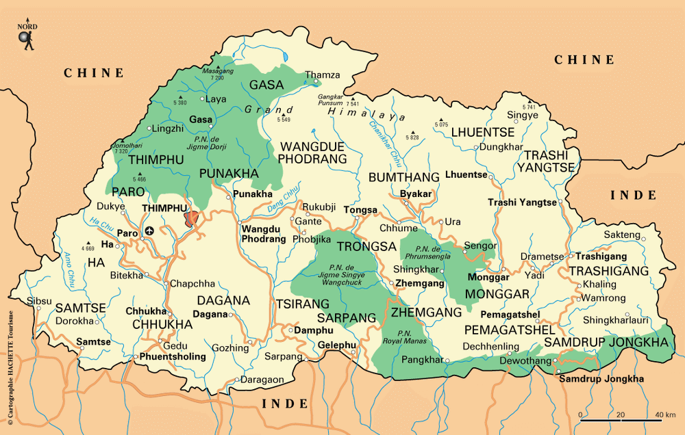 Carte Bhoutan - Plan Bhoutan