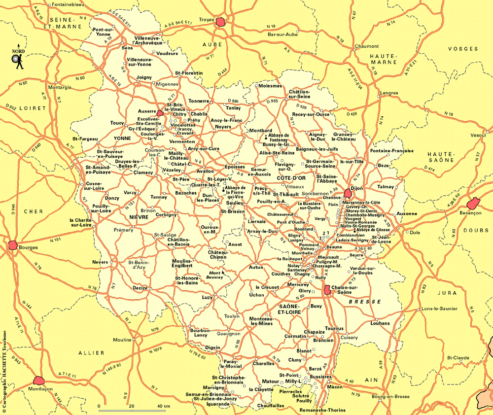Carte Bourgogne - Plan Bourgogne