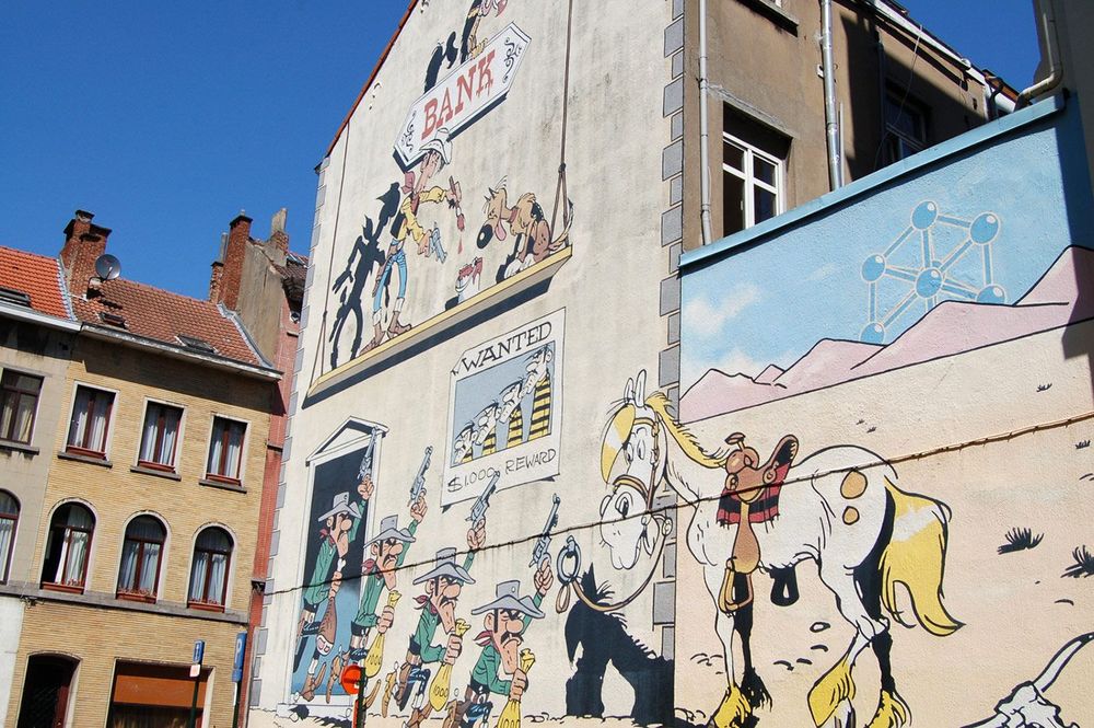 Belgique Bruxelles BD Bande Dessinée Mur BD Stripmuur Lucky Luke