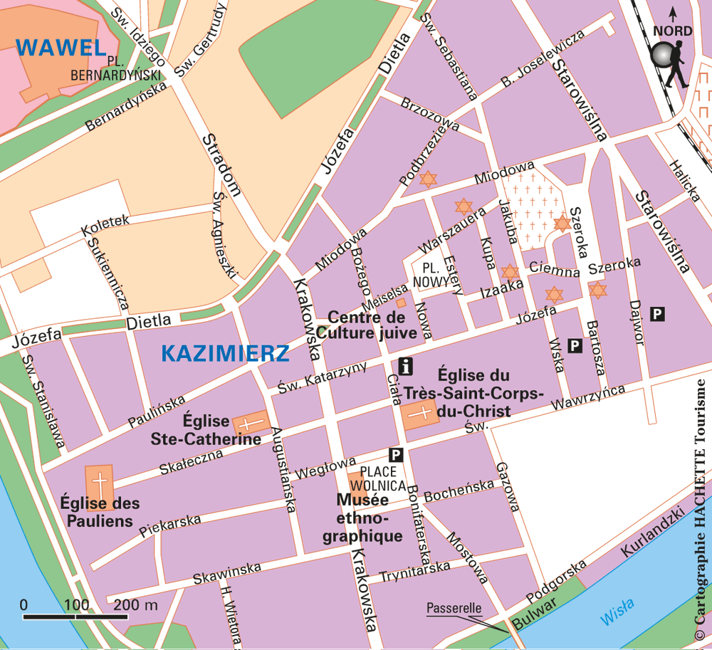 Carte Cracovie Kazimierz - Plan Cracovie Kazimierz