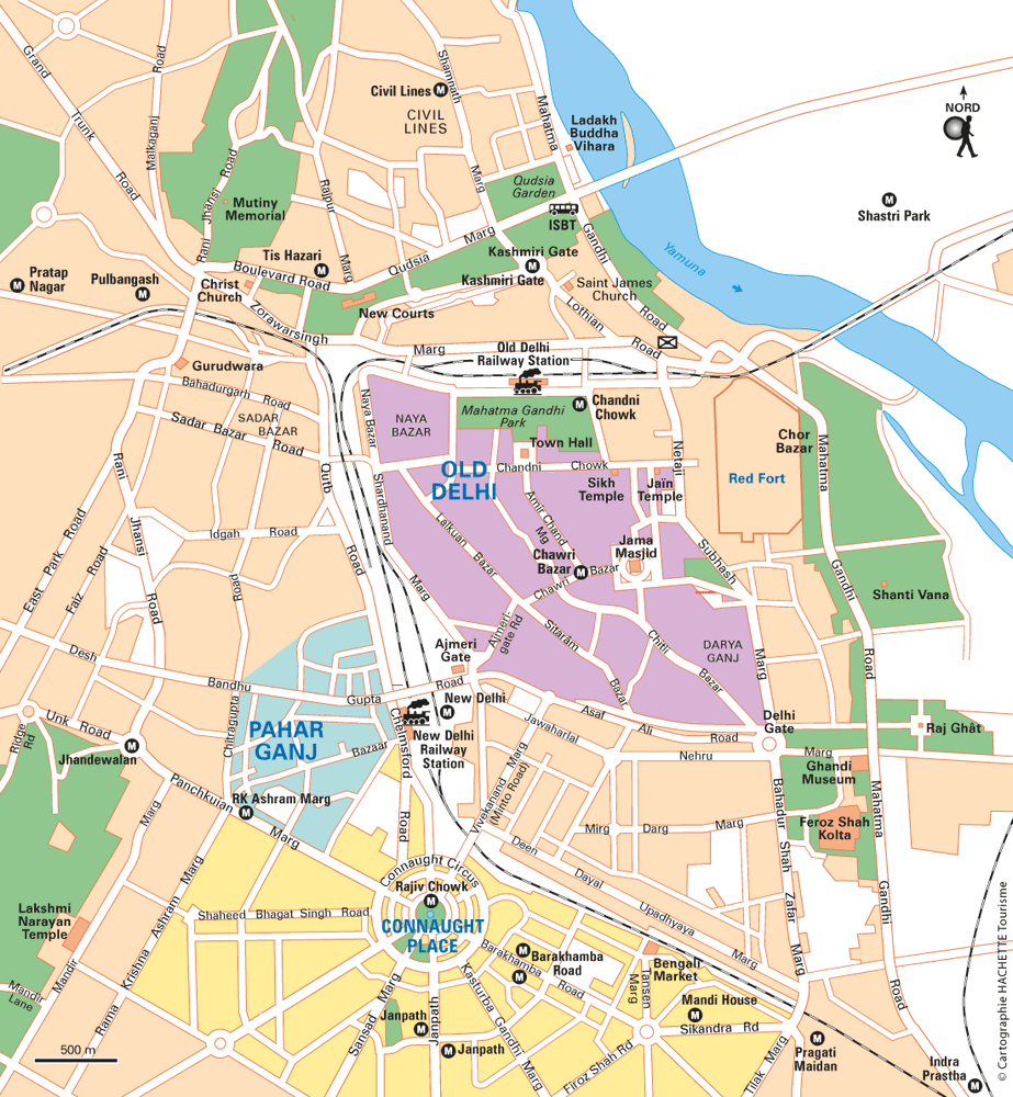 Carte Delhi Centre nord - Plan Delhi Centre nord