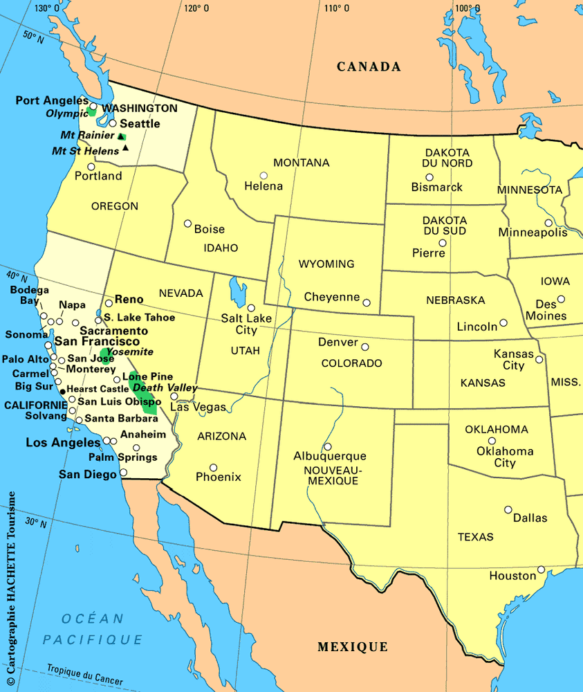 Carte Etats-Unis Ouest - Plan Etats-Unis Ouest