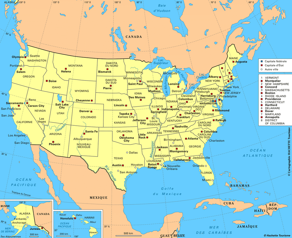 Carte Etats-Unis - Plan Etats-Unis