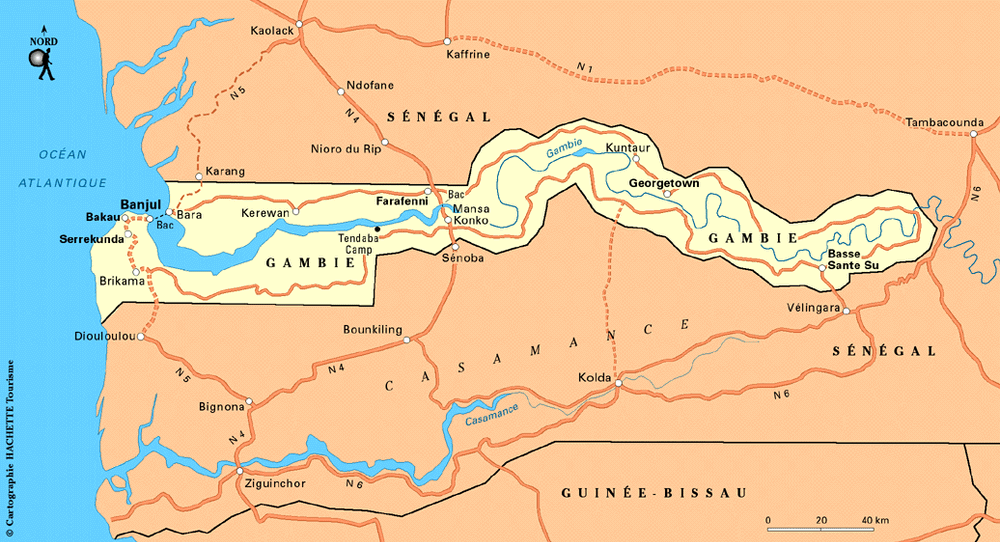 Carte Gambie - Plan Gambie