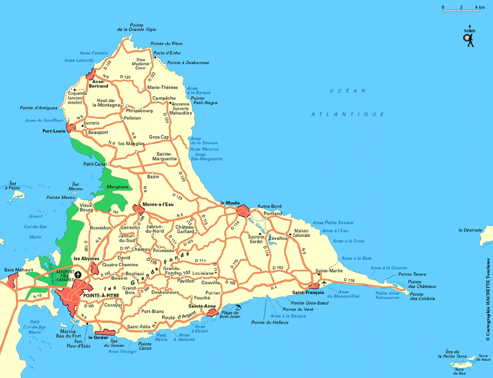 Carte Guadeloupe est - Plan Guadeloupe est