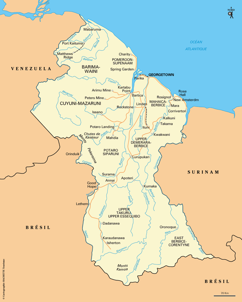 Carte Guyana - Plan Guyana