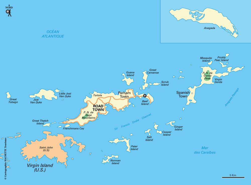 Carte Îles Vierges Britanniques - Plan Îles Vierges Britanniques