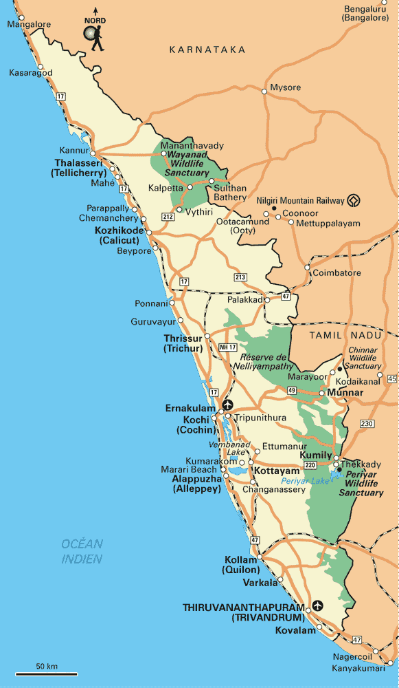 Carte Kerala - Plan Kerala