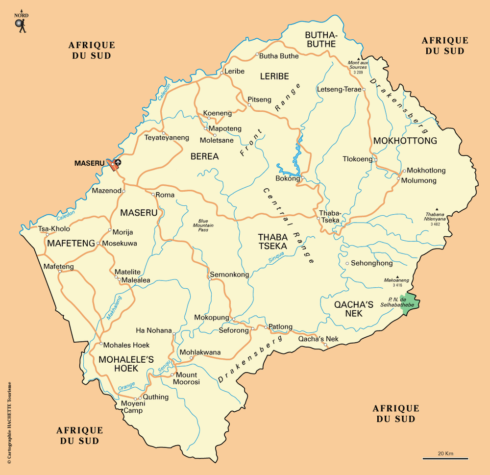 Carte Lesotho - Plan Lesotho