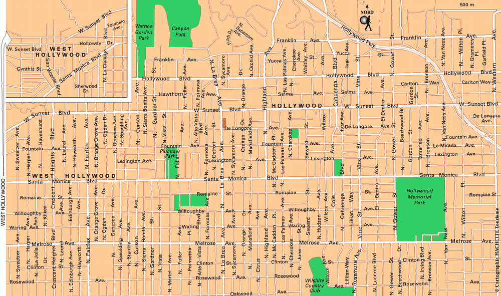 Carte Los Angeles : Hollywood (plan 3) - Plan Los Angeles : Hollywood (plan 3)