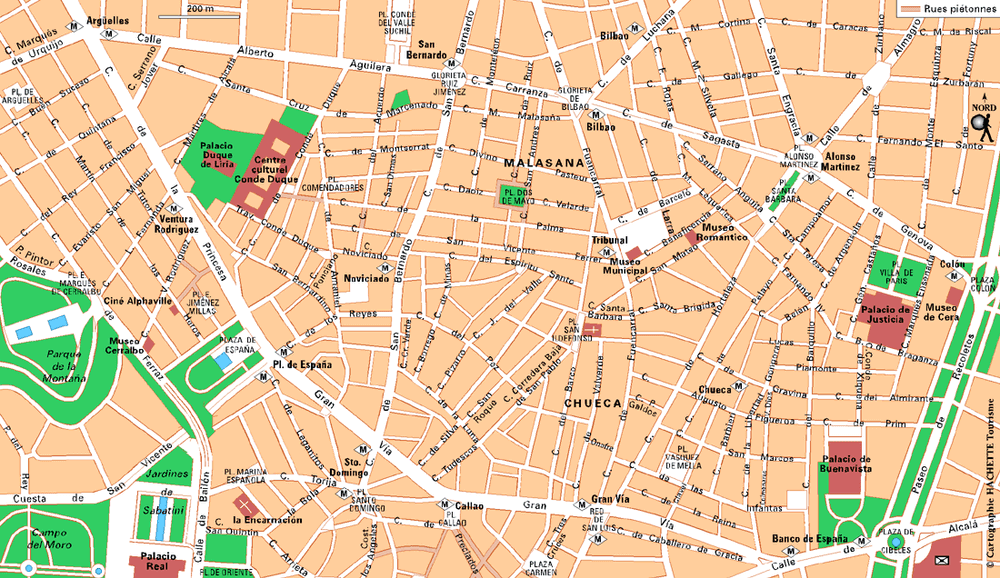 Carte Madrid Centro nord - Plan Madrid Centro nord