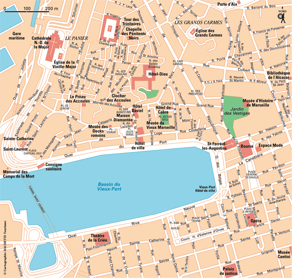 Carte Autour du Vieux-Port marseillais - Plan Autour du Vieux-Port marseillais