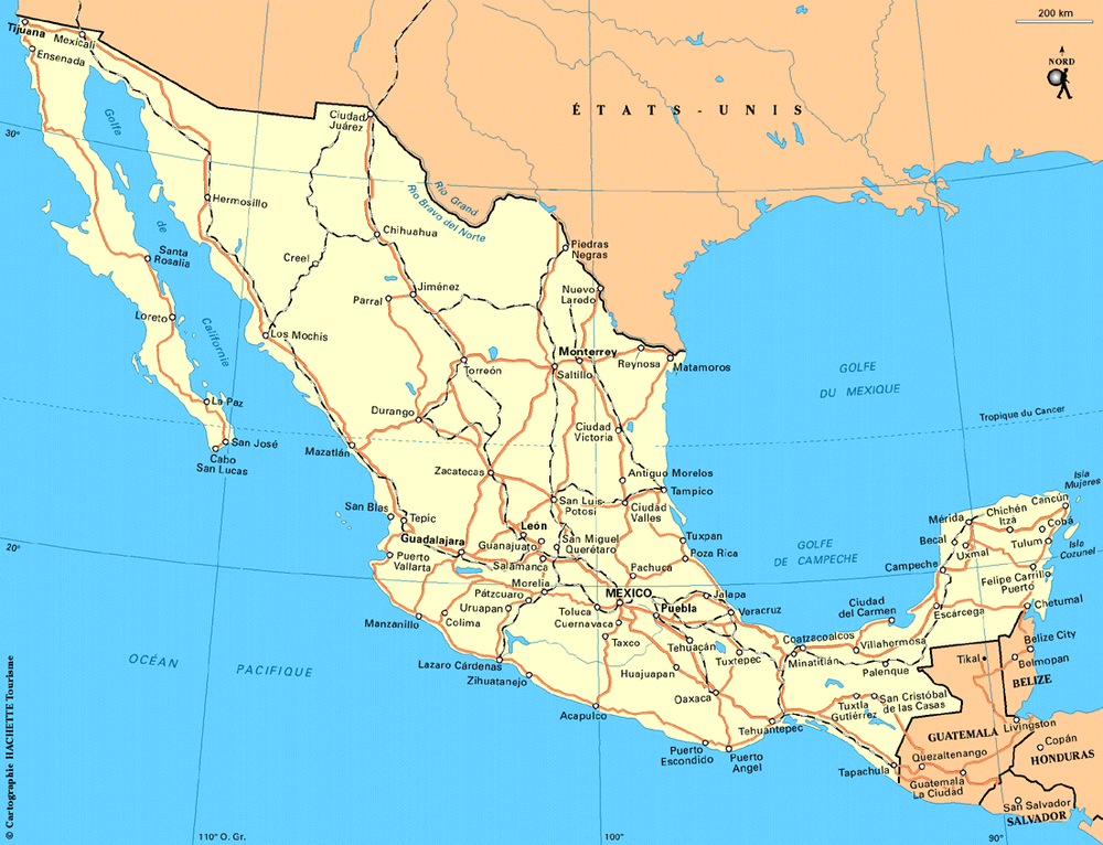 Carte Mexique - Plan Mexique