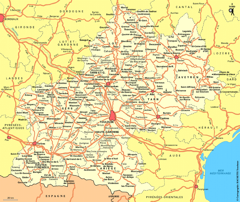 Carte Midi-Pyrénées - Plan Midi-Pyrénées