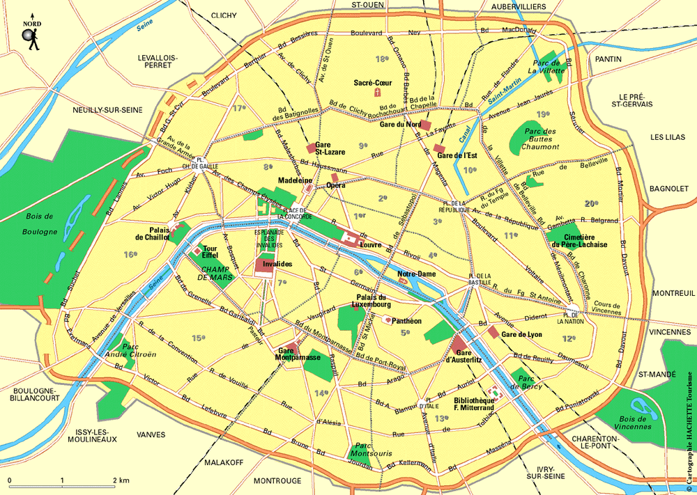 Carte Plan de Paris, carte des arrondissements - Plan Plan de Paris, carte des arrondissements