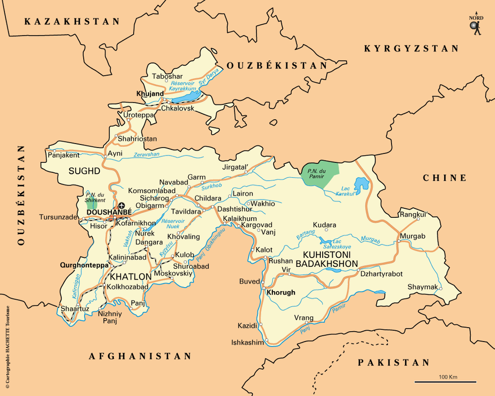 Carte Tadjikistan - Plan Tadjikistan