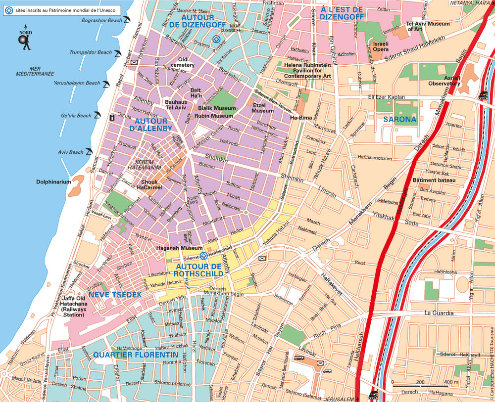 Carte Tel-Aviv Centre sud - Plan Tel-Aviv Centre sud