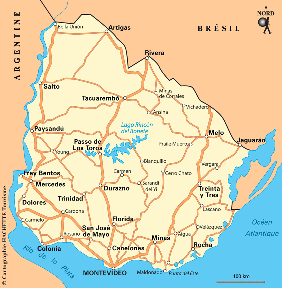 Carte Uruguay - Plan Uruguay