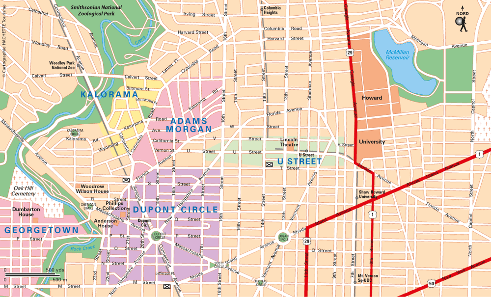 Carte Washington DC Nord - Plan Washington DC Nord