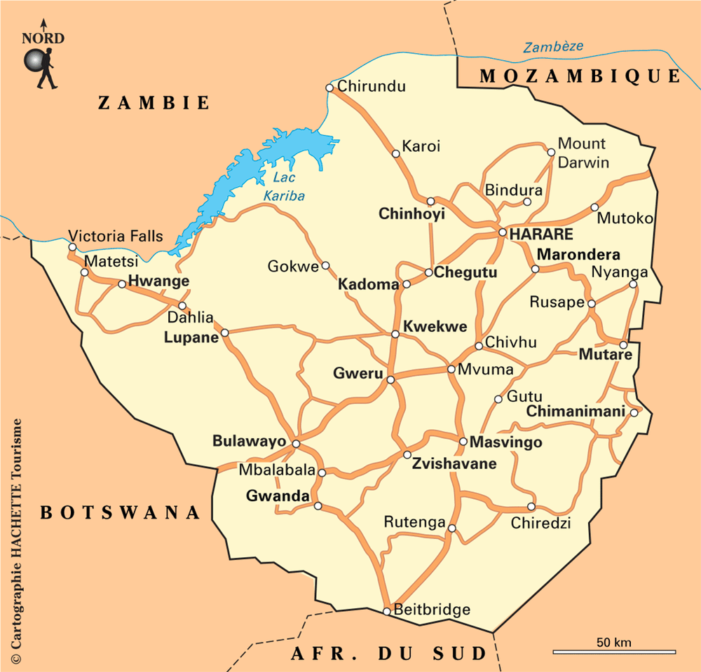 Carte Zimbabwe - Plan Zimbabwe