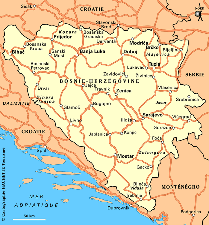 Carte Bosnie-Herzégovine - Plan Bosnie-Herzégovine