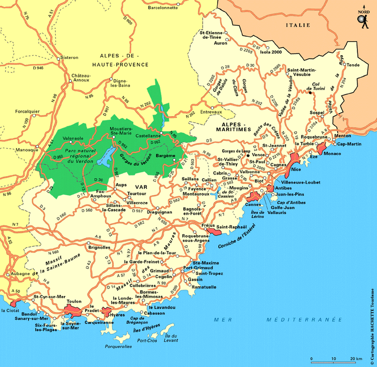 Carte Côte d'Azur - Plan Côte d'Azur