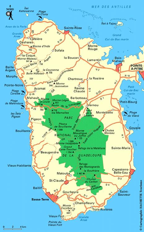 Carte Guadeloupe ouest - Plan Guadeloupe ouest
