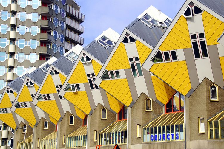 Maisons cubiques jaunes à Rotterdam - Pays-Bas