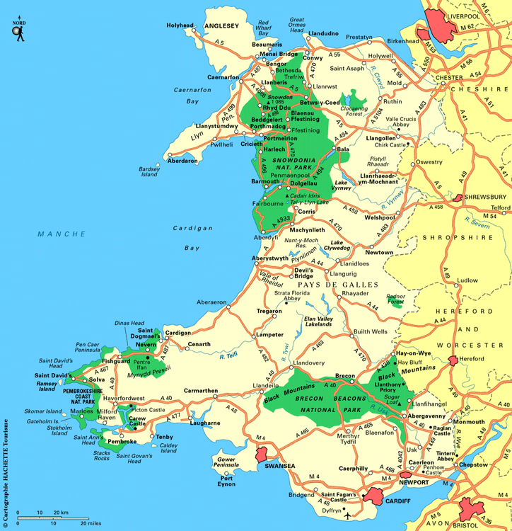 Carte Pays de Galles - Plan Pays de Galles