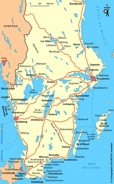 Carte Suède sud - Plan Suède sud