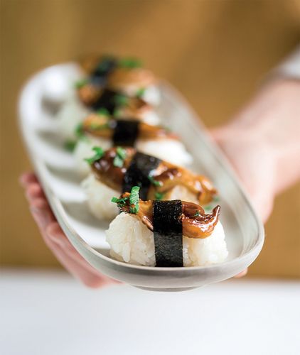 Sushis de shiitakes laqués