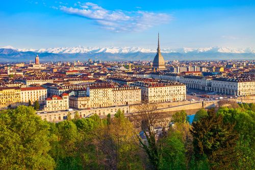 Vue aérienne de la ville de Turin, dans le nord de l'Italie