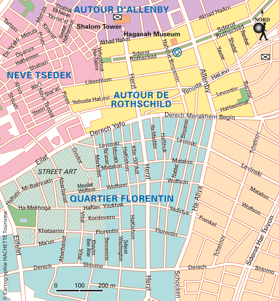 Tel-Aviv Carte Neve Tsedek et quartier florentin