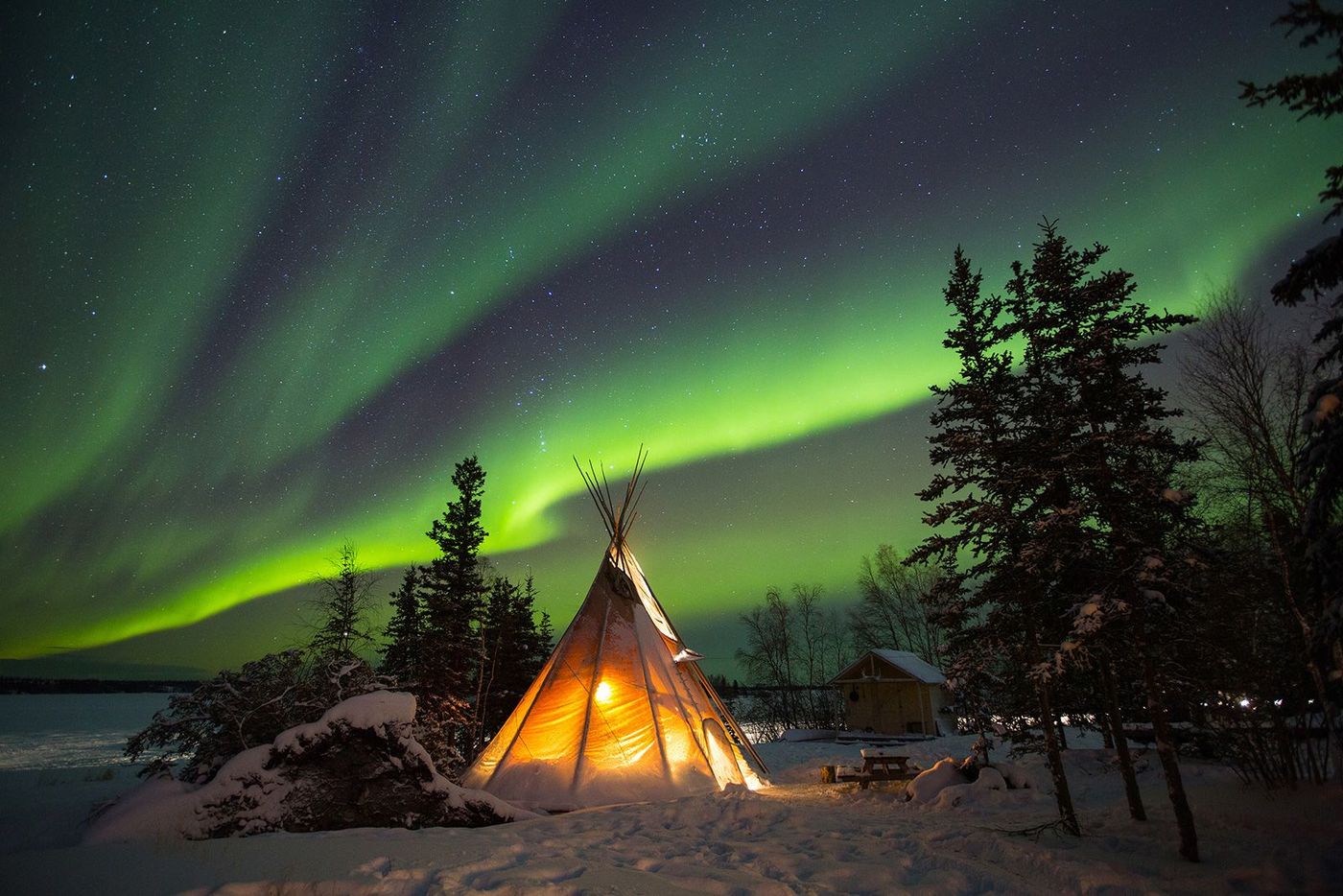 Aurore boréale à Yellowknife, Territoires du Nord-Ouest, Canada
