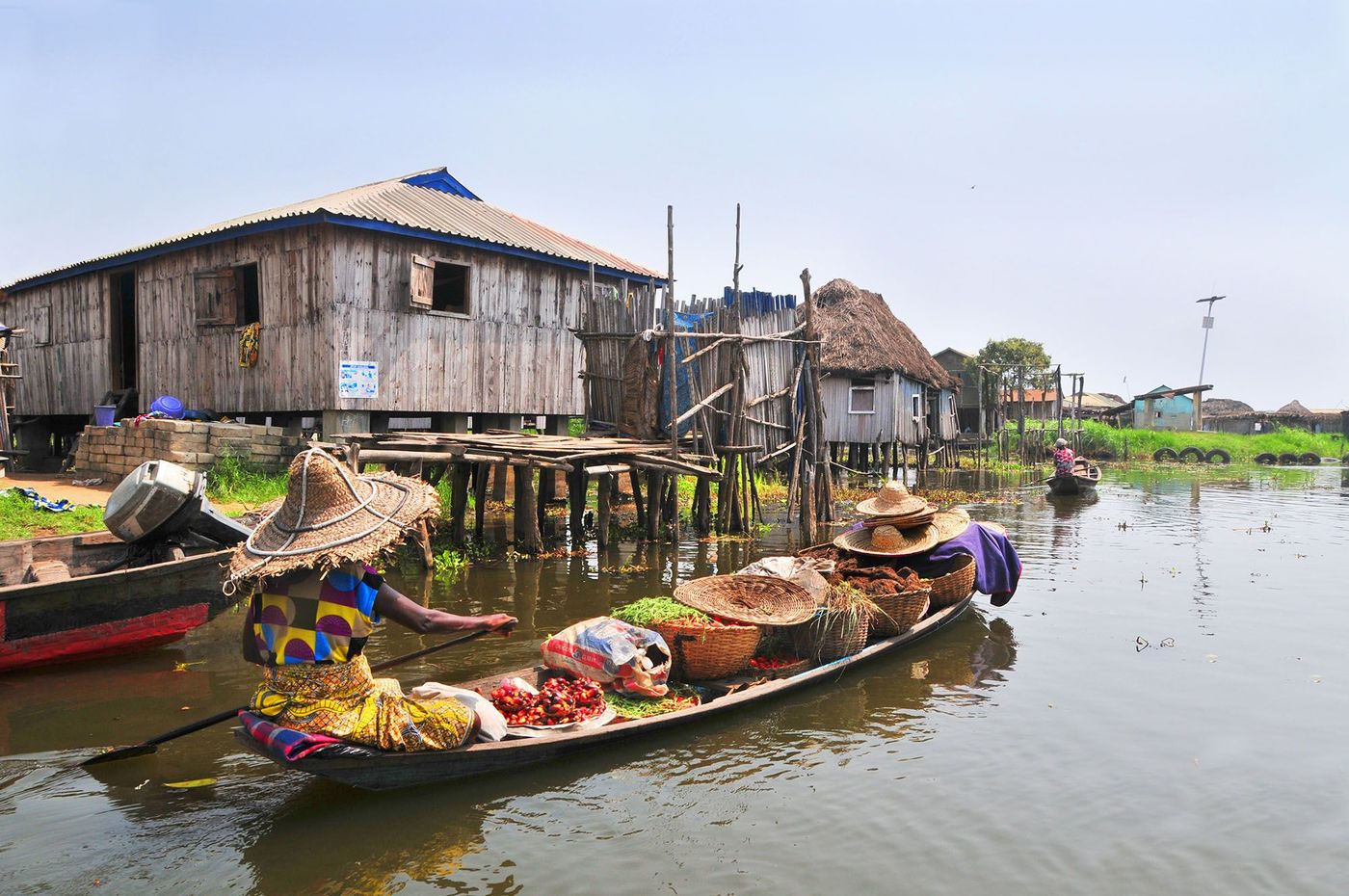 Village lacustre de Ganvié sur le lac Nokoué près de Cotonou - Bénin