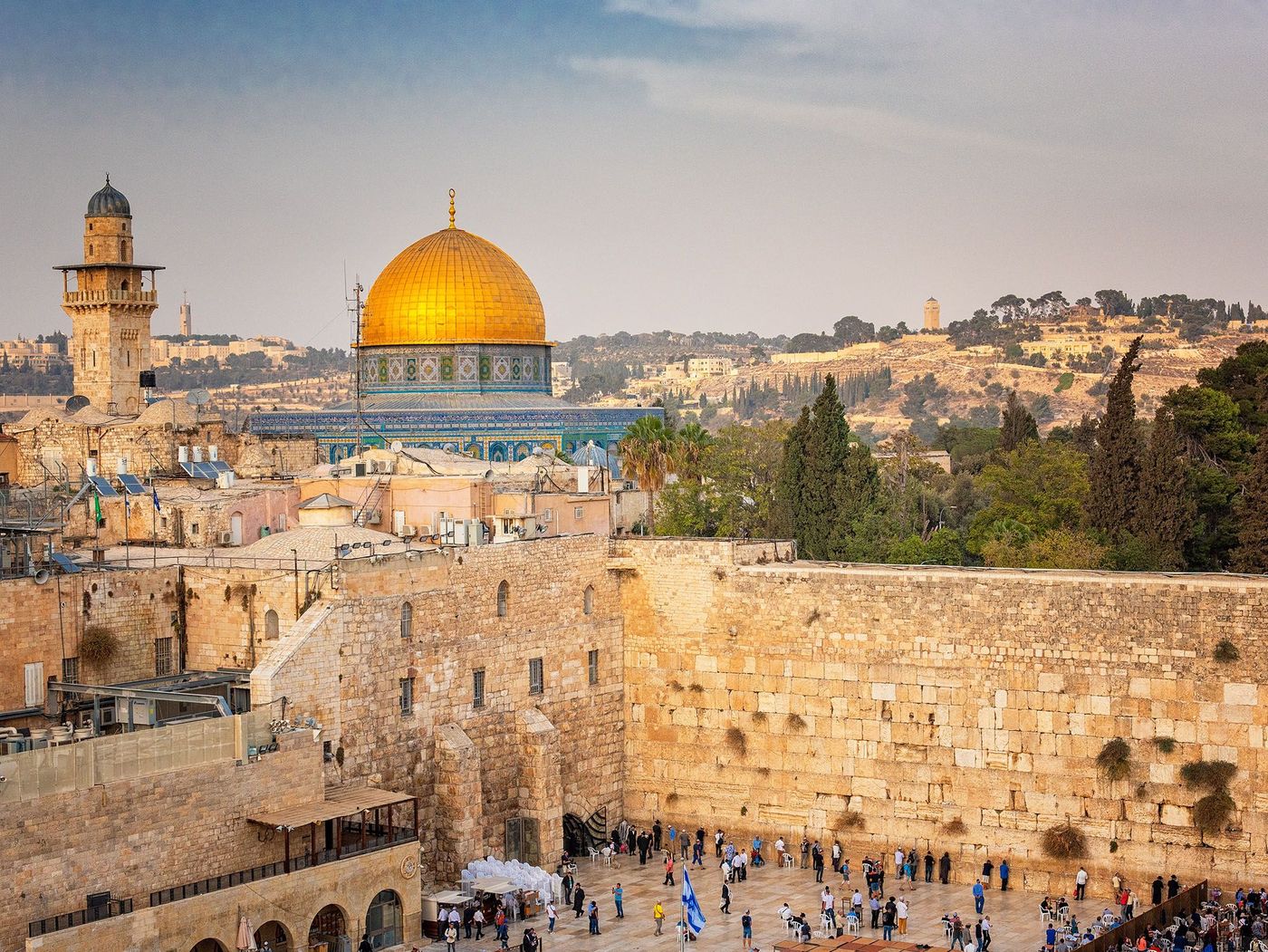 Le Mur occidental et la mosquée dorée du Dôme du Rocher - Jérusalem