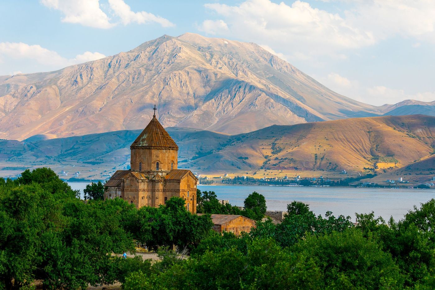 The Cathedral of the Holy Cross on Akdamar Island, in Lake Van in eastern Turkey