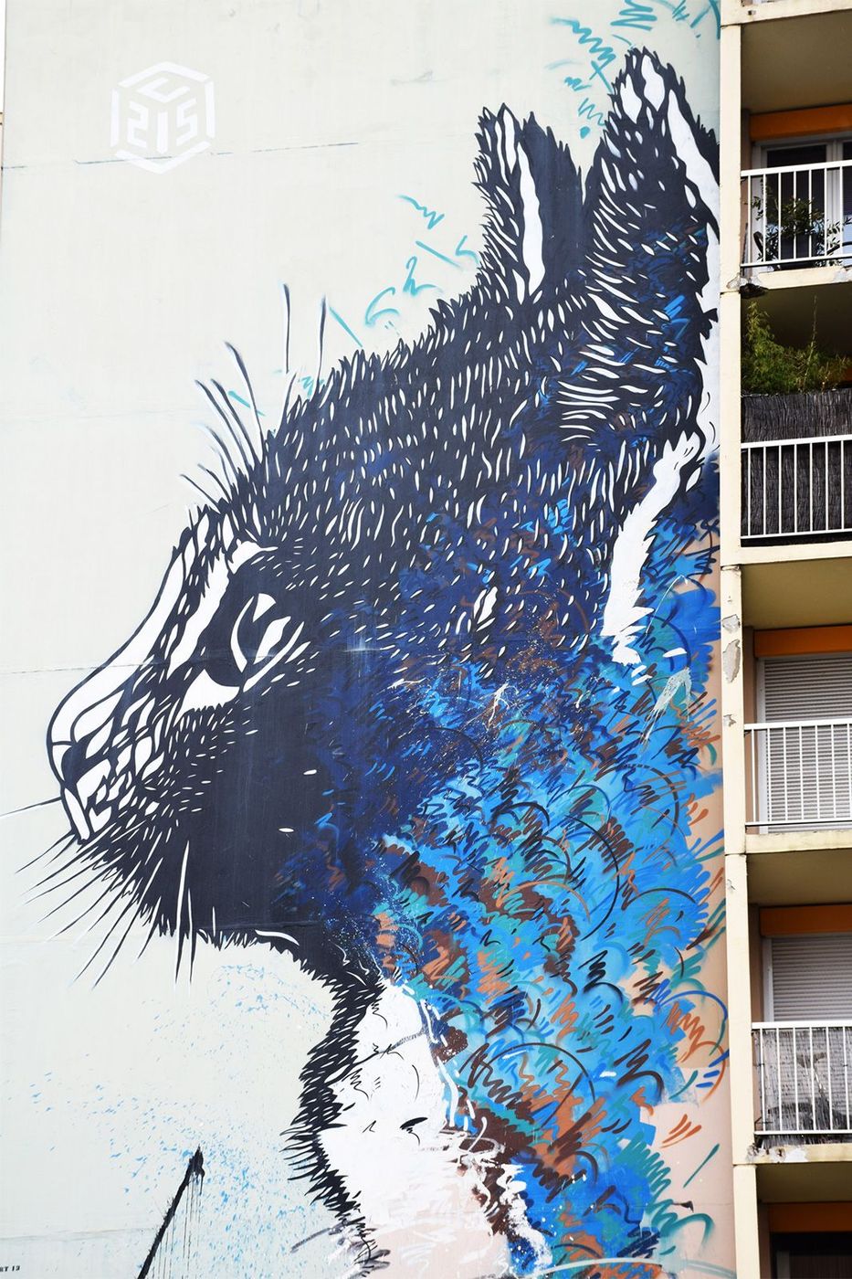 Street Art Paris 13 C215 Chat bleu