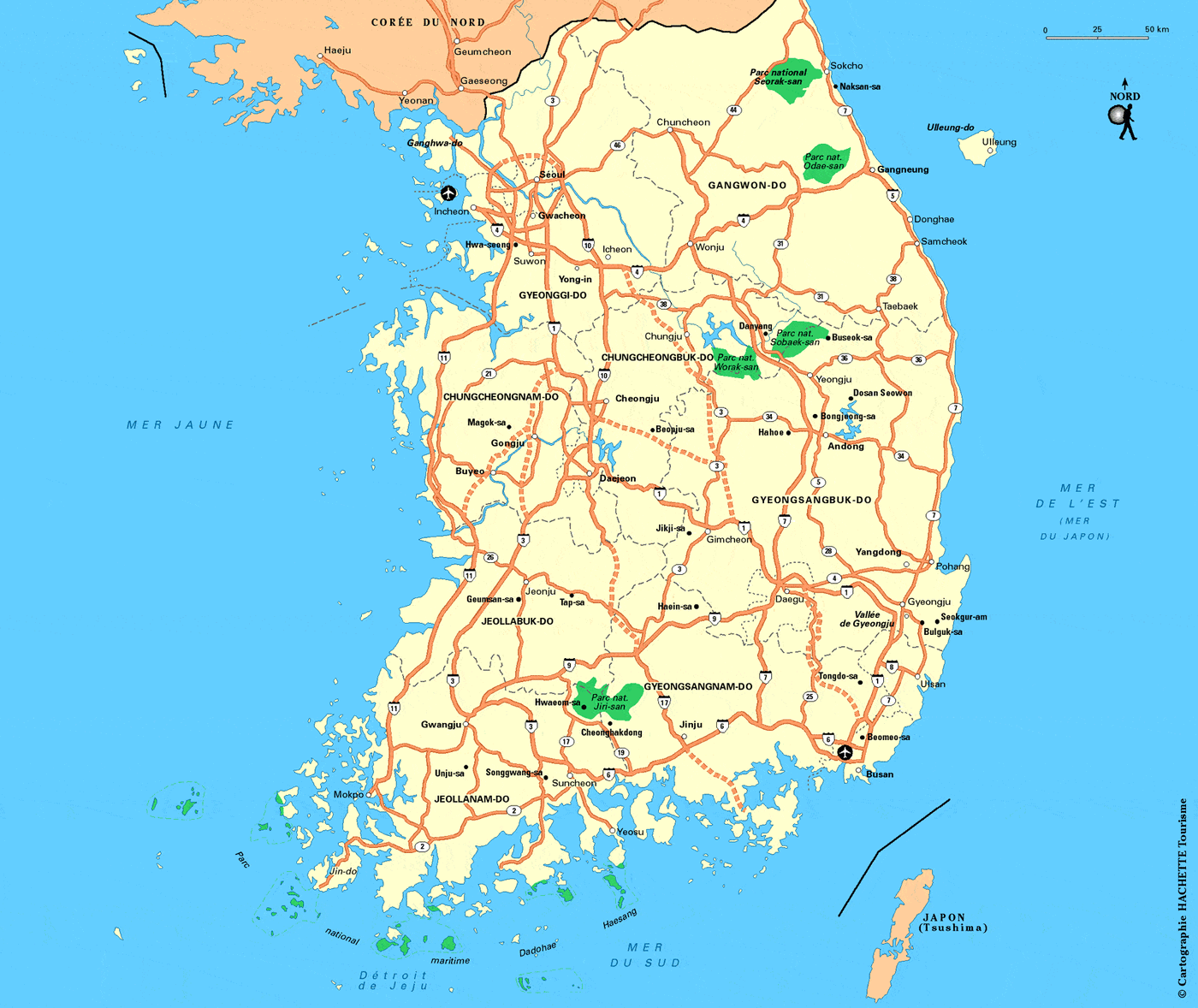 Carte Corée du sud - Plan Corée du sud