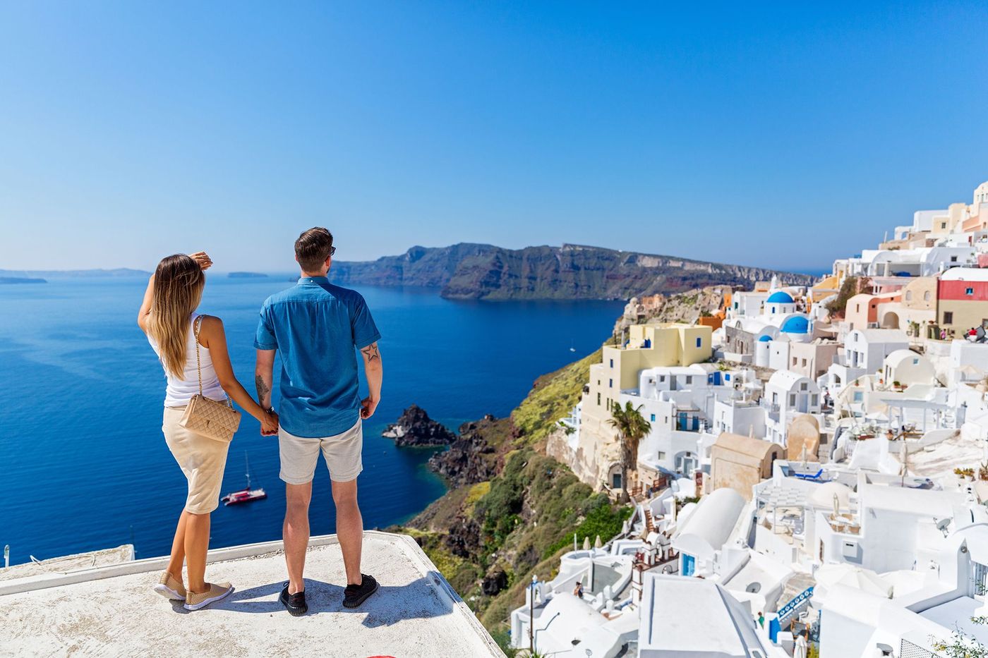 Couple à Santorin