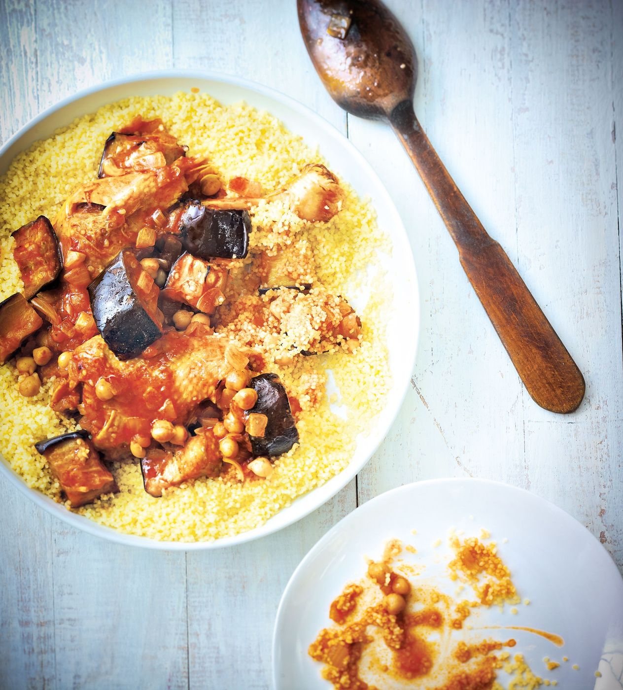 Couscous au poulet et aux aubergines