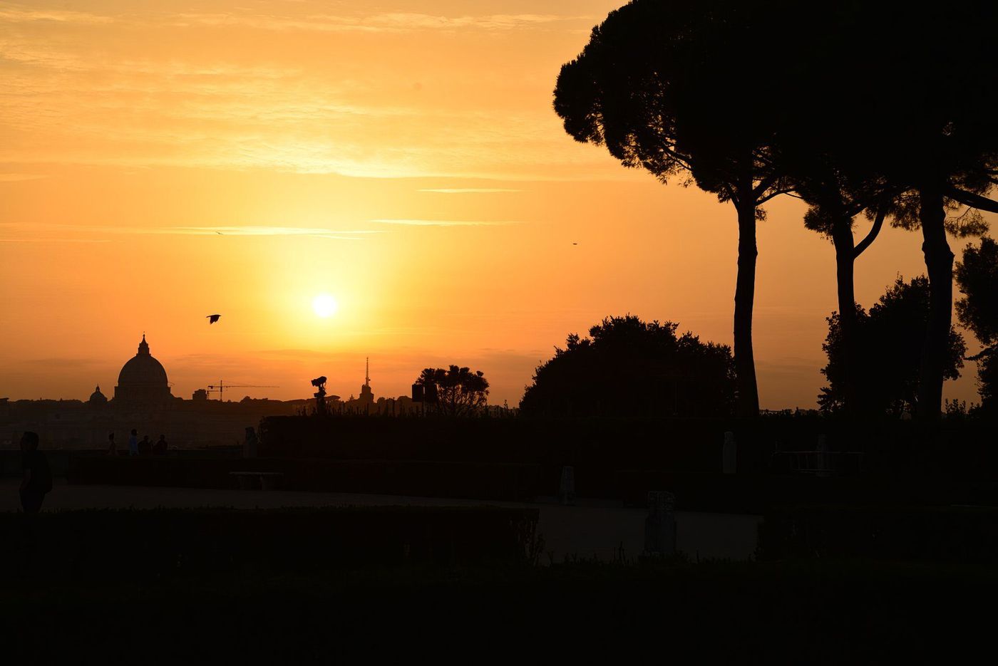 Rome, coucher de soleil depuis la Villa Médicis