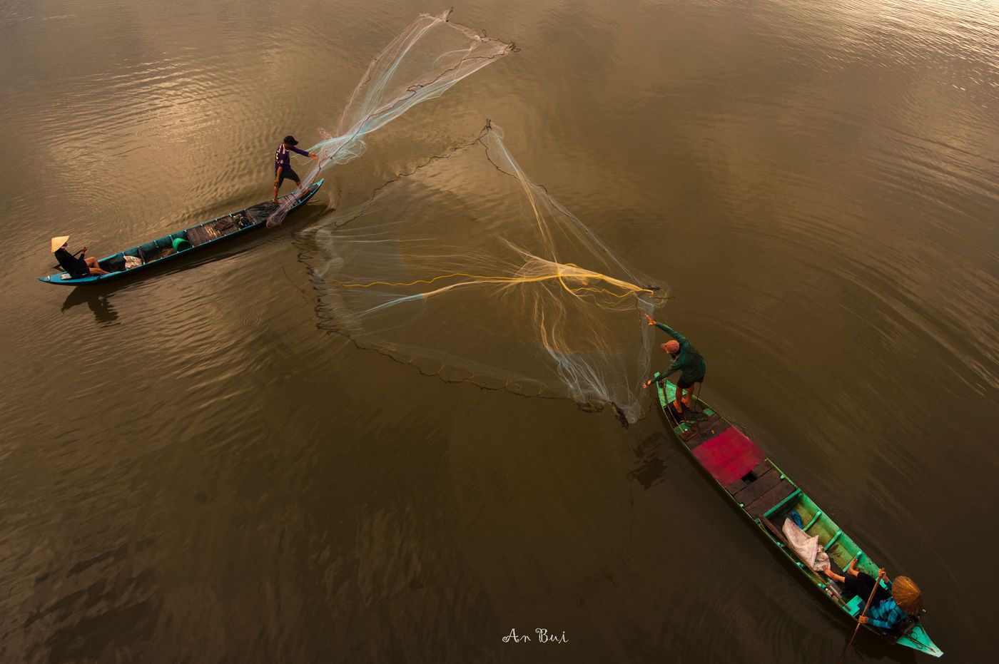 Filet de pêche à Châu Ðốc, Vietnam